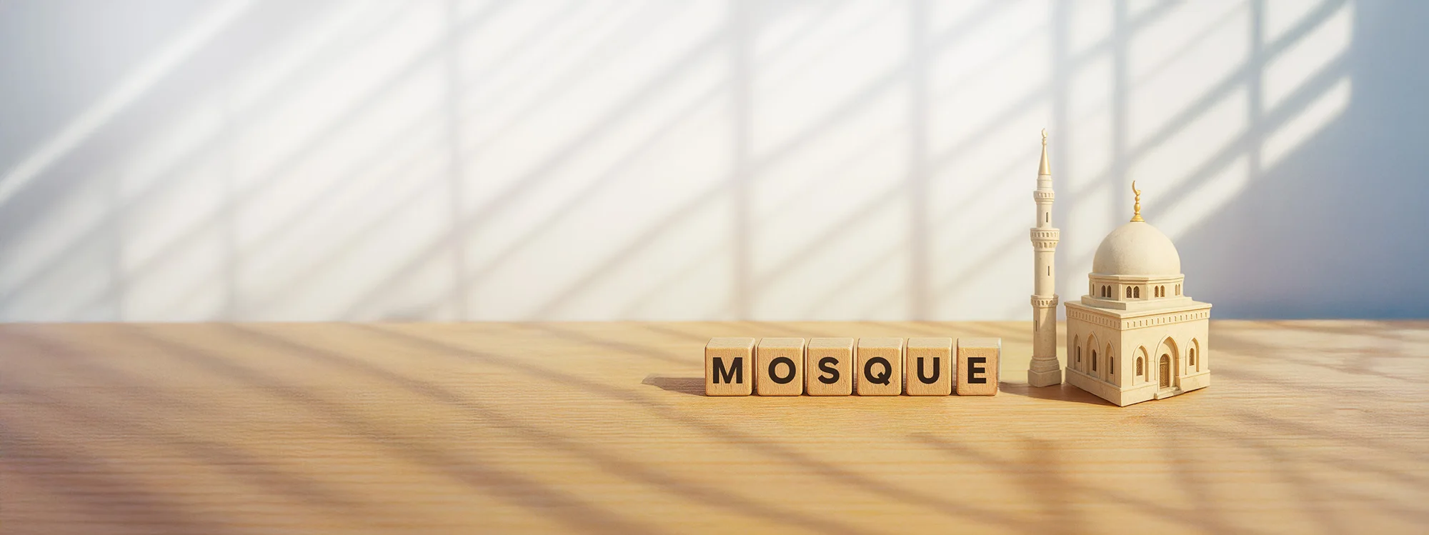 مجسم مسجد وأحرف كلمة MOSQUE